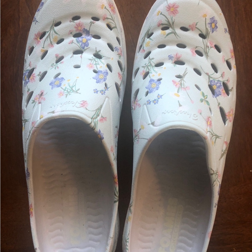 Skechers White Clog-Style Mules with Perforated Design